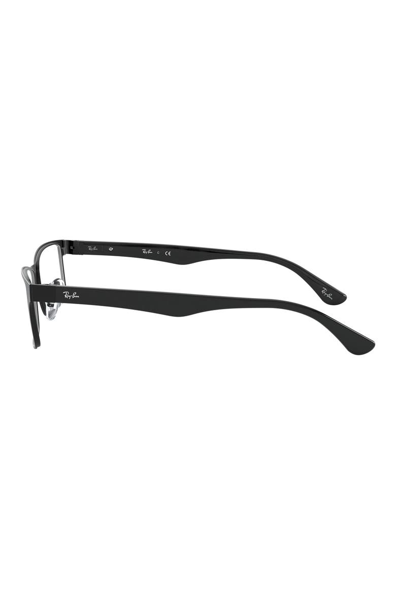 Unisex 53mm Rectangular Optical Glasses, Alternate, color, SHINY BLACK