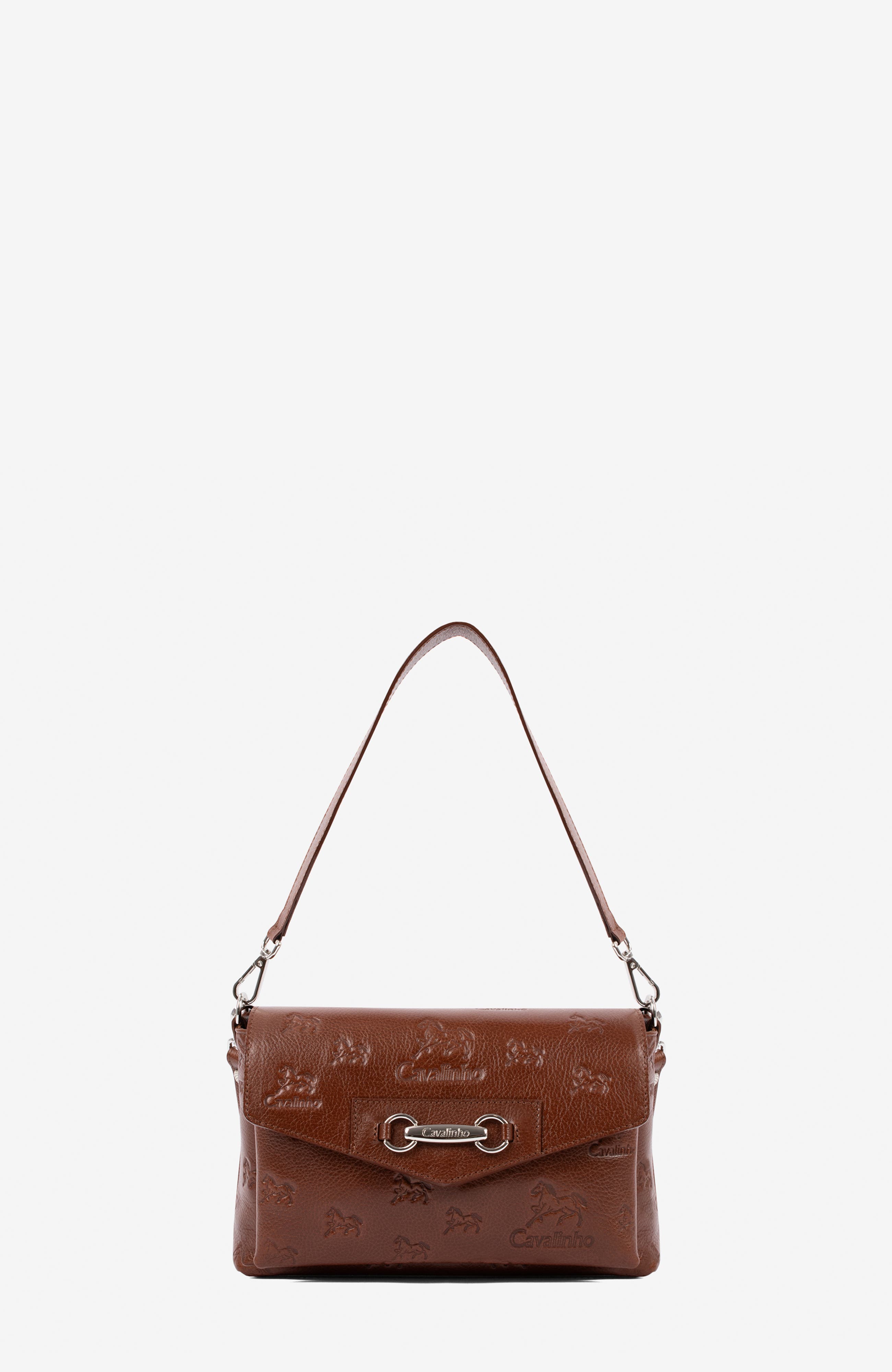 Cavalo Lusitano 546 Embossed Leather Handbag, Main, color, Camel Brown