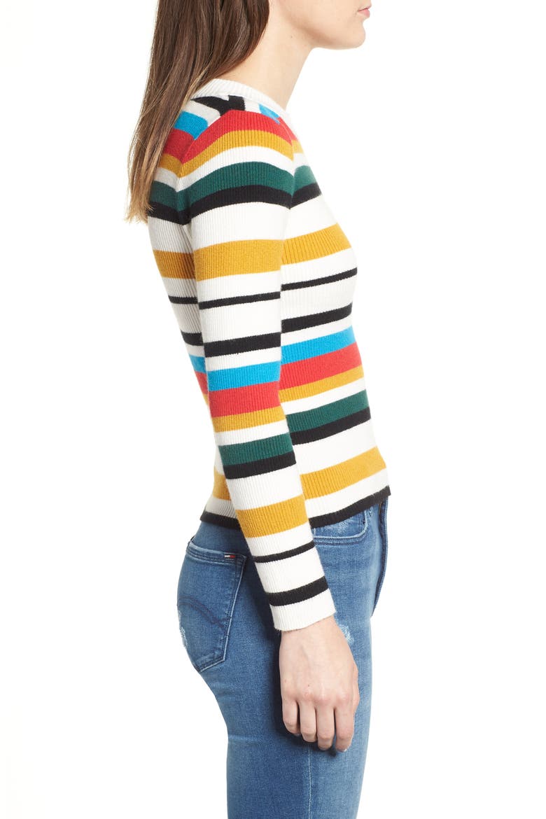 Stripe Rib Knit Sweater, Alternate, color, MULTICOLOR STRIPE