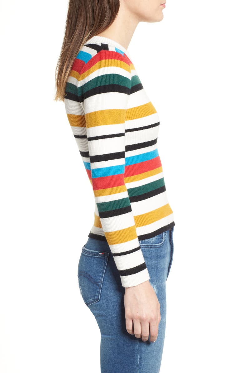 Cotton Emporium Stripe Rib Knit Sweater, Alternate, color,