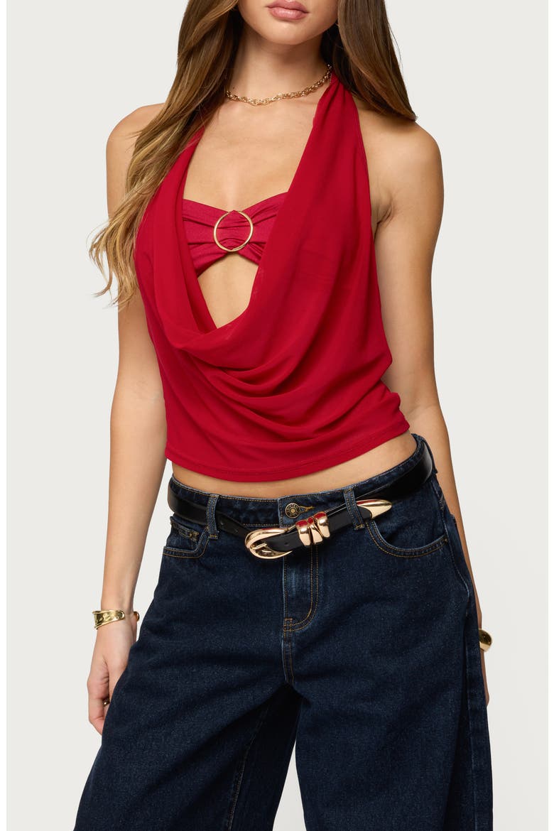 Issey Layered Cowl Neck Top, Main, color, BURGUNDY