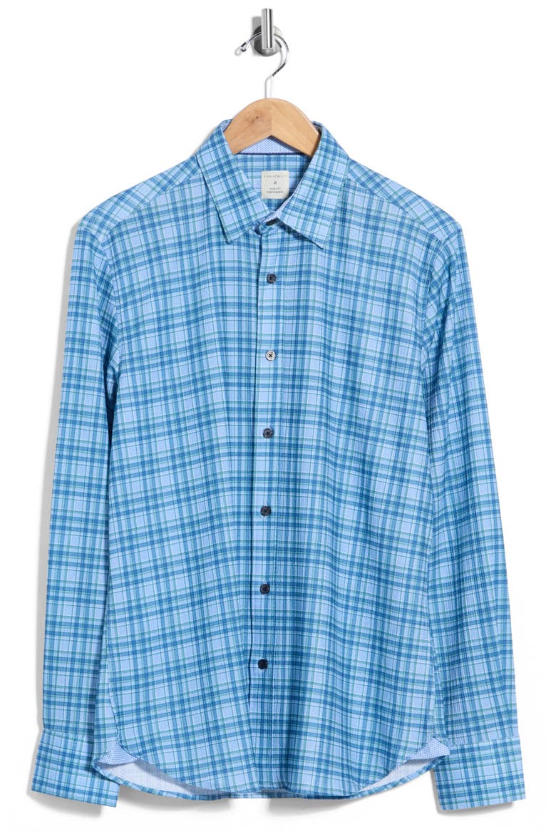 Plaid Seersucker Long Sleeve Button-Up Shirt, Main, color, LIGHT BLUE