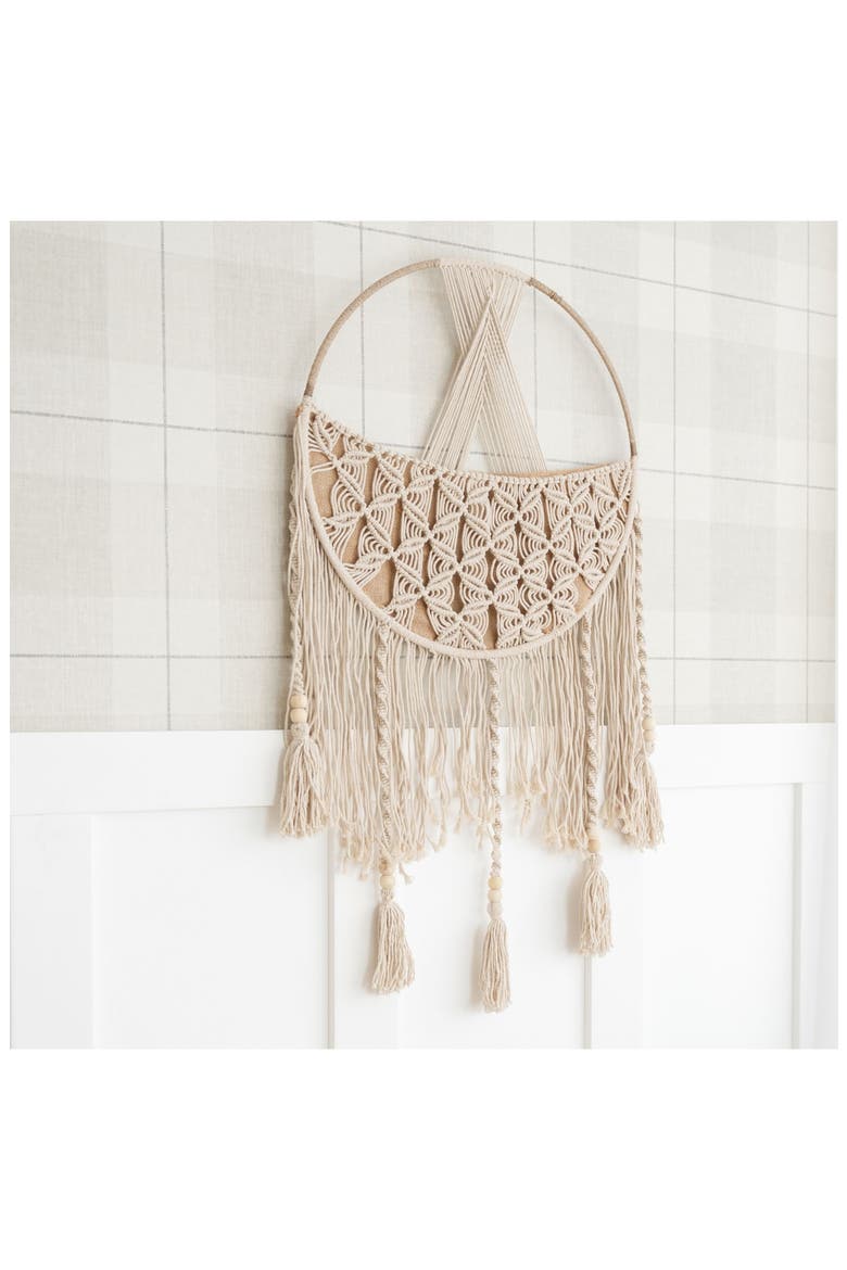 Boho Cotton Macramé Toy Storage Hanging Basket, Alternate, color, BEIGE