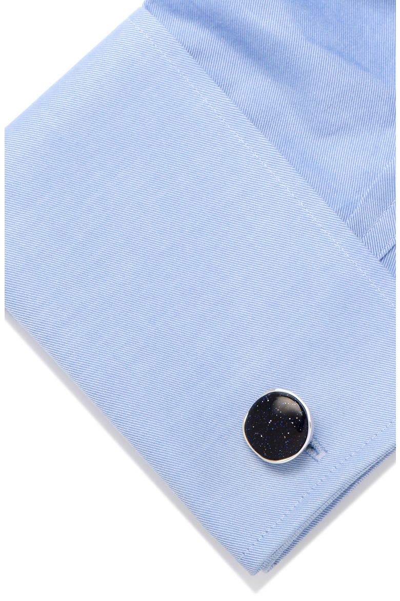 Blue Goldstone Cuff Links, Alternate, color, BLUE