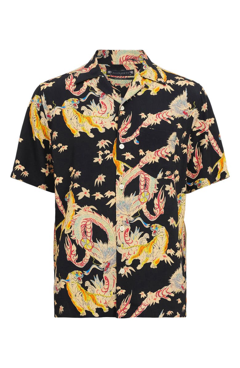 AllSaints Dragon Print Camp Shirt, Alternate, color, 