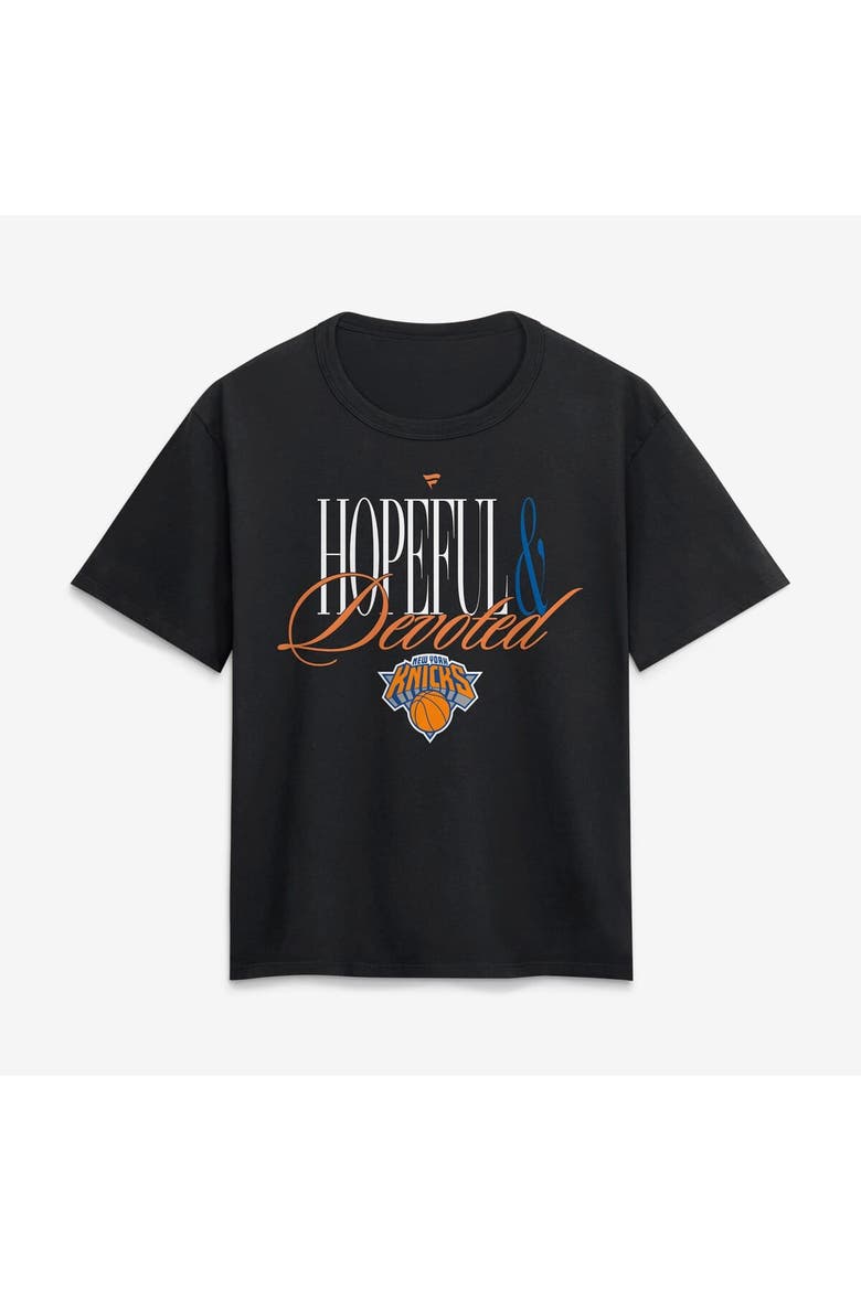 Women's Fanatics Black New York Knicks Hopeful & Devoted Legacy Cotton T-Shirt, Main, color, Black
