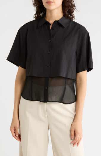 Sheer Trim Boxy Shirt