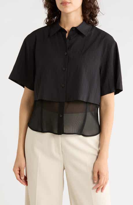 Sheer Trim Boxy Shirt
