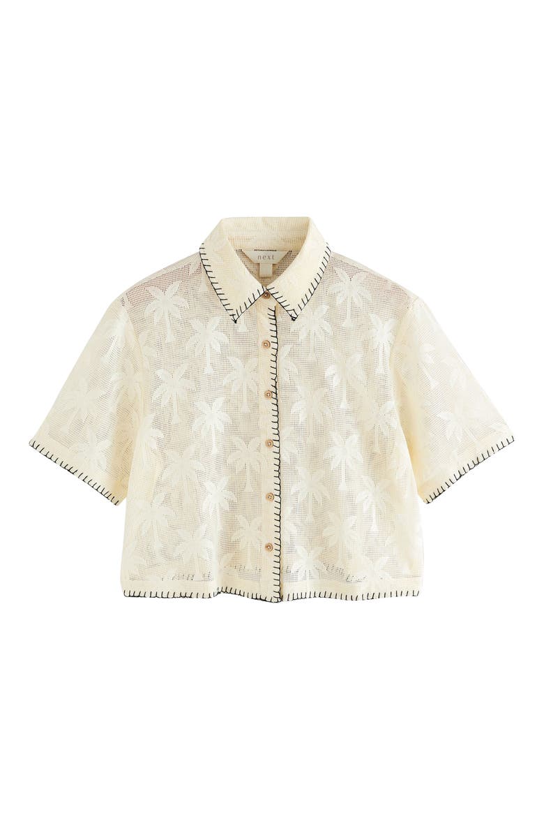 Palm Jacquard Mesh Button-Up Shirt, Main, color, NEUTRAL