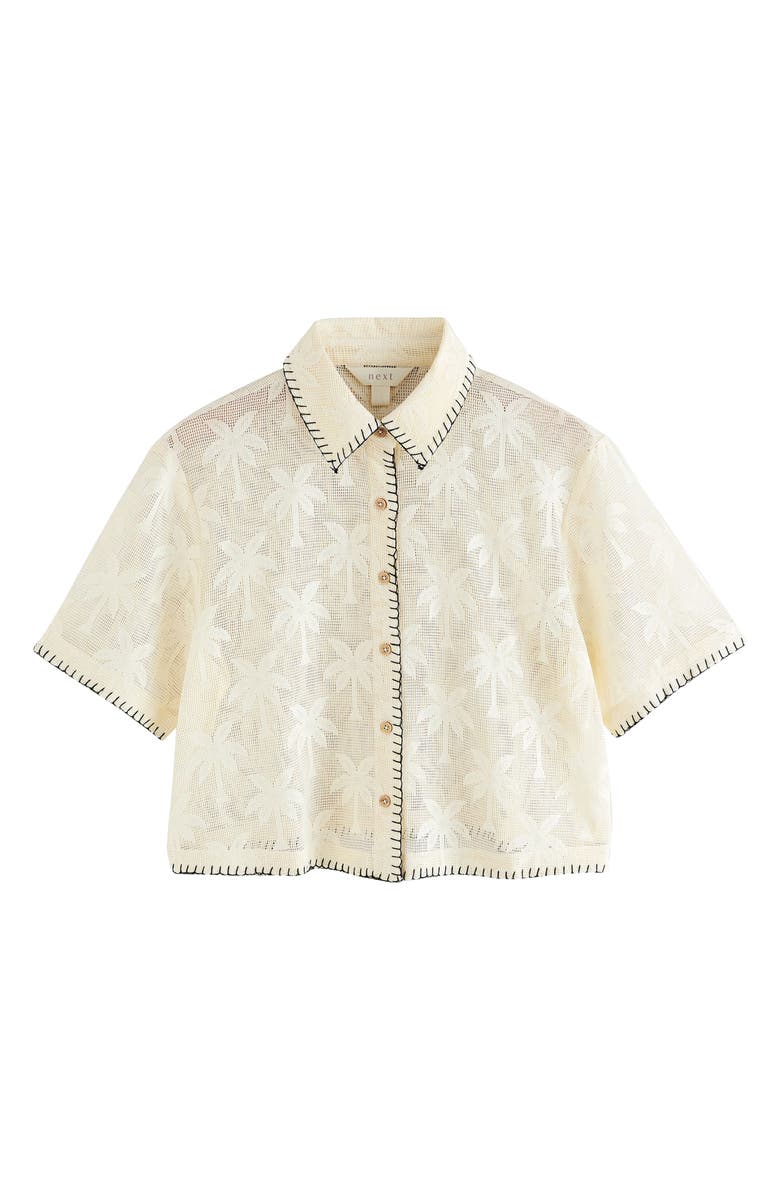 NEXT Palm Jacquard Mesh Button-Up Shirt, Main, color, 