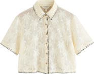 NEXT Palm Jacquard Mesh Button-Up Shirt