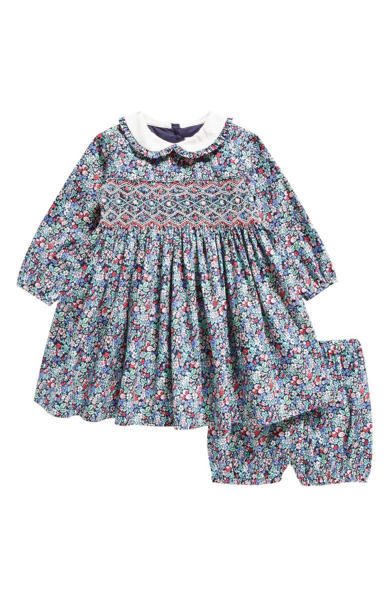 Rachel Riley Floral Smocked Cotton Dress & Bloomers, Main, color,