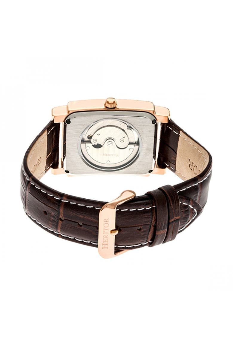 Frederick Leather-Band Watch, Alternate, color, Rose Gold/Black