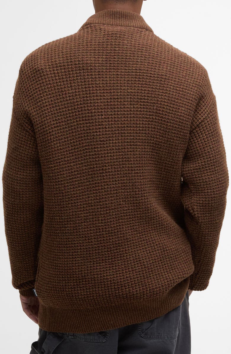 Barbour Gearstone Zip Shoulder Wool Sweater, Alternate, color, Umber