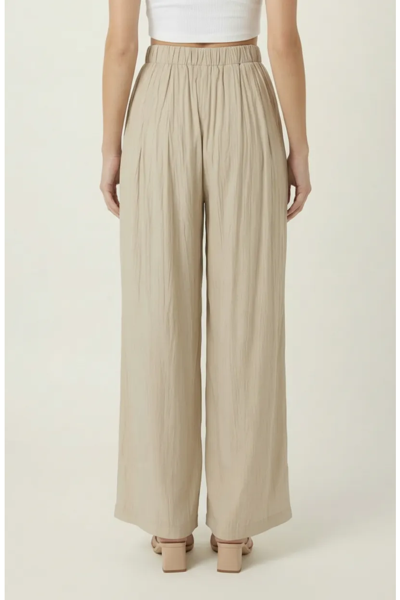 Elastic Waist Flowing Wide Leg Pants, Alternate, color, Beige