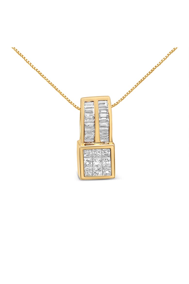 14K Yellow Gold 1 1/4 cttw Geometric Inspired Diamond Pendant Necklace, Main, color, Yellow