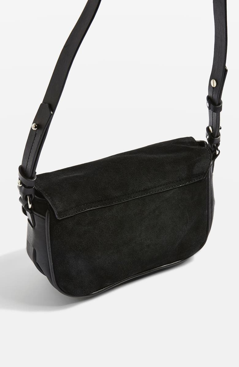 Topshop Premium Leather & Suede Crossbody Bag, Alternate, color,
