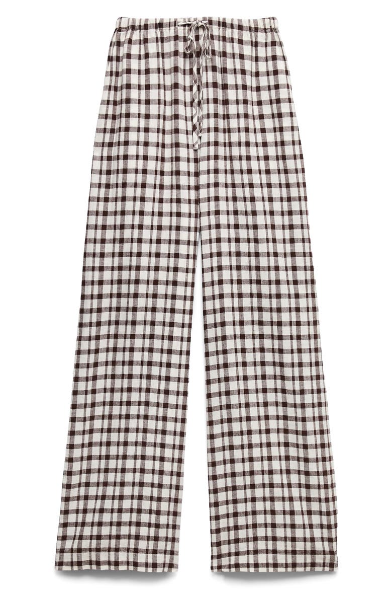Gingham Straight Leg Pants, Alternate, color, BROWN/ MULTI