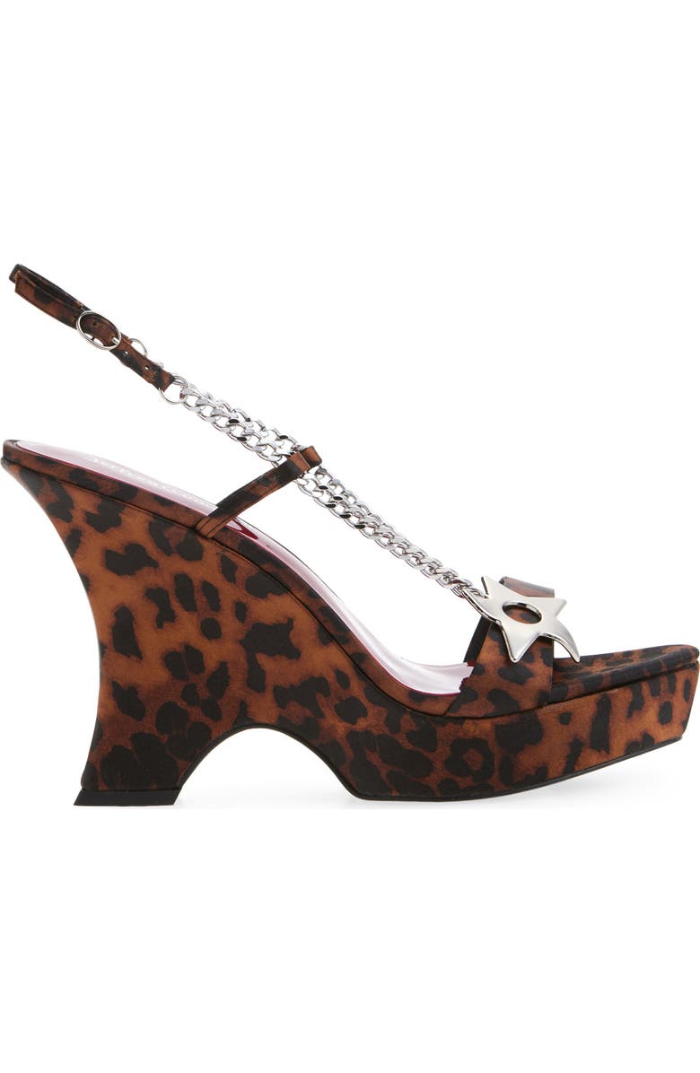 Jeffrey Campbell Hottie Slingback Wedge Satin Sandal, Alternate, color, Tan Cheetah Satin/ Silver