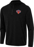 ANTIGUA Men's Antigua Heather Black New York Knicks Tidy Quarter-Zip Hoodie