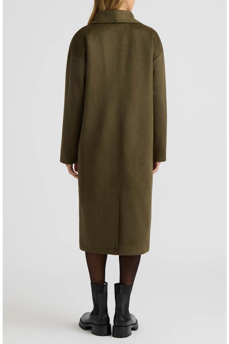 Faux Suede Longline Coat, Alternate, color, OLIVE NIGHT