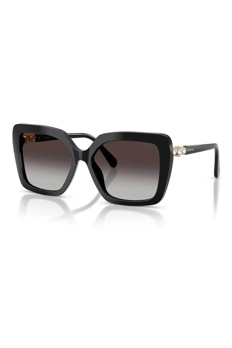 57mm Butterfly Sunglasses, Alternate, color, BLACK / GRADIENT GREY