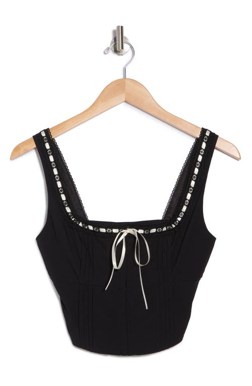 Blu Pepper Front Tie Lace Corset Tank In Black