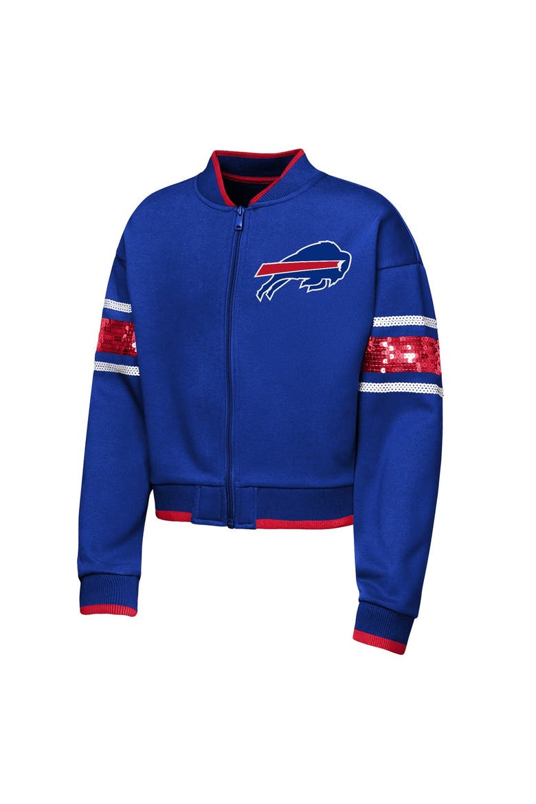 Girls Youth Outerstuff  Royal Buffalo Bills MVP Full-Zip Sequin Bomber Jacket, Alternate, color, Royal