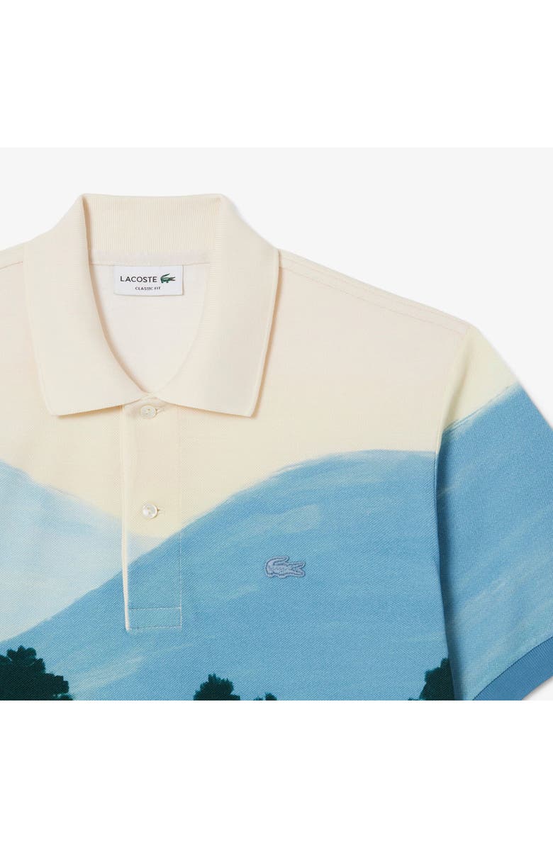 Lacoste Mountain Print Piqué Polo, Alternate, color, 9Ix Sinople/ Yellow-Green-Whit