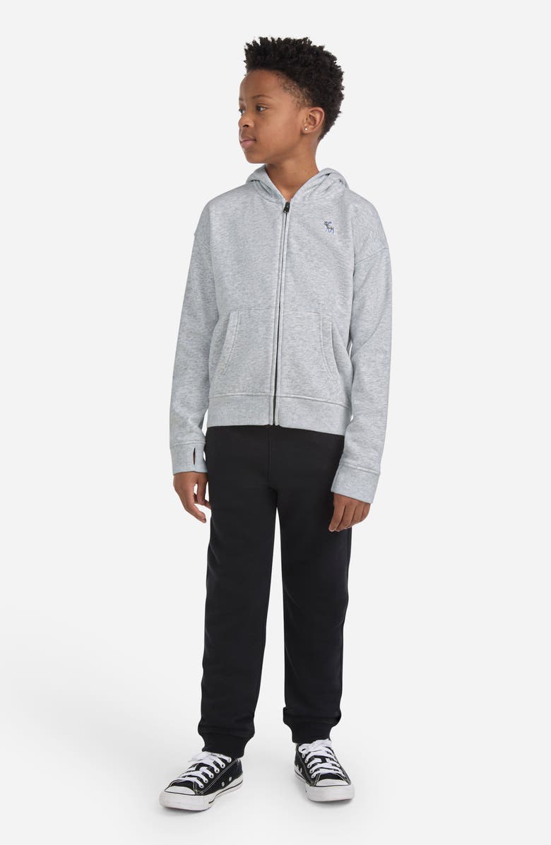 abercrombie kids Kids' Essentials Fleece Zip-Up Hoodie, Alternate, color, Light Grey Heather