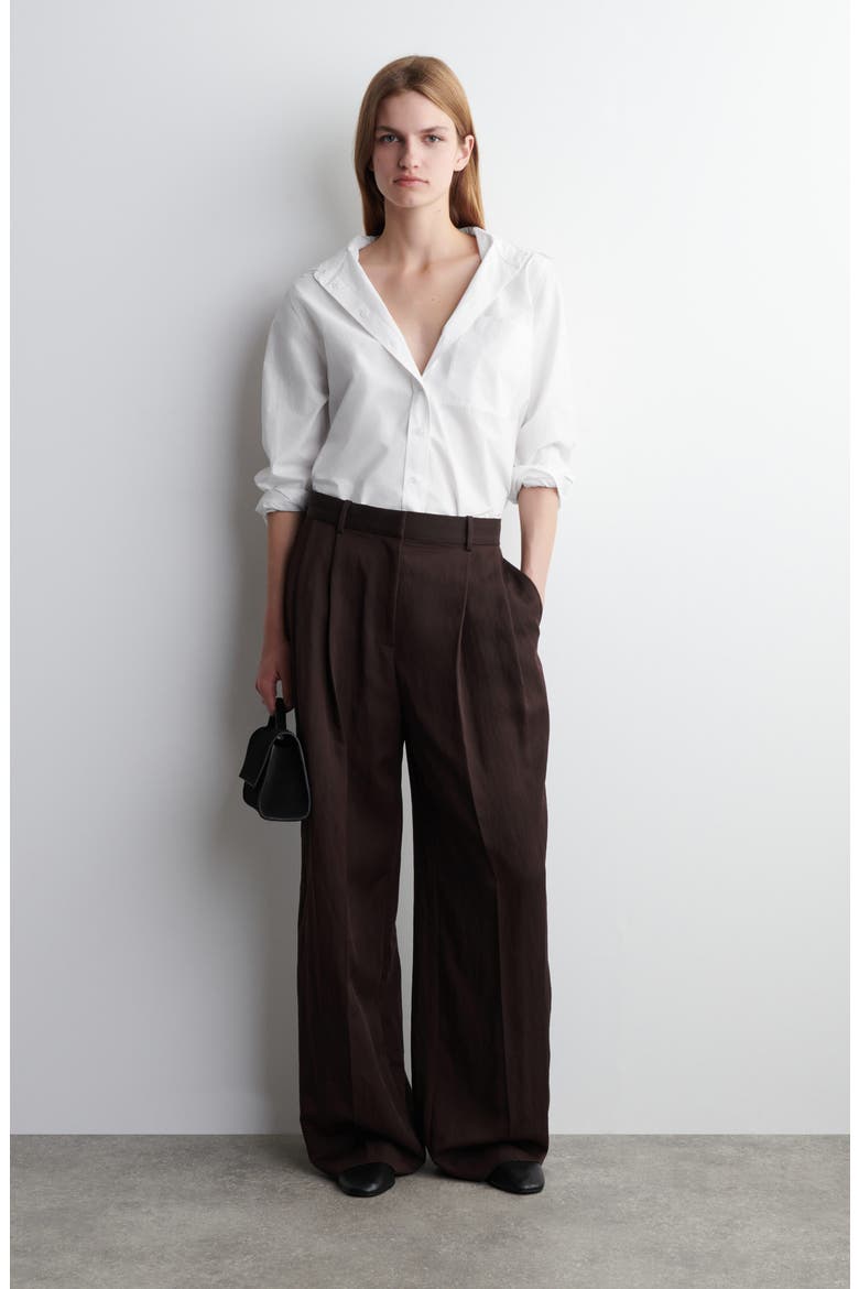 Pleated Wide Leg Pants, Alternate, color, RED DARK