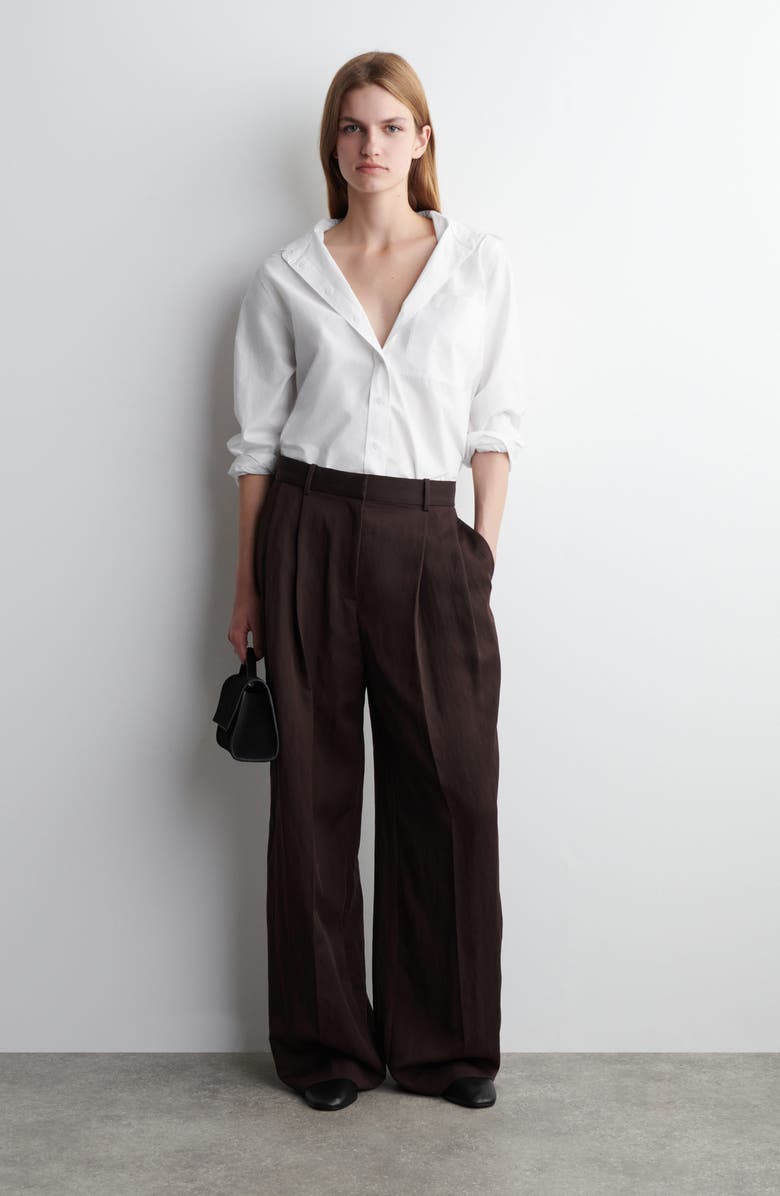 COS Pleated Wide Leg Pants, Alternate, color, Red Dark