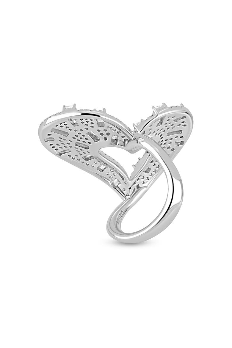 18K Gold Gatsby Diamond Baguette Heart Statement Ring (Online Trunk Show), Alternate, color, 18K WHITE GOLD