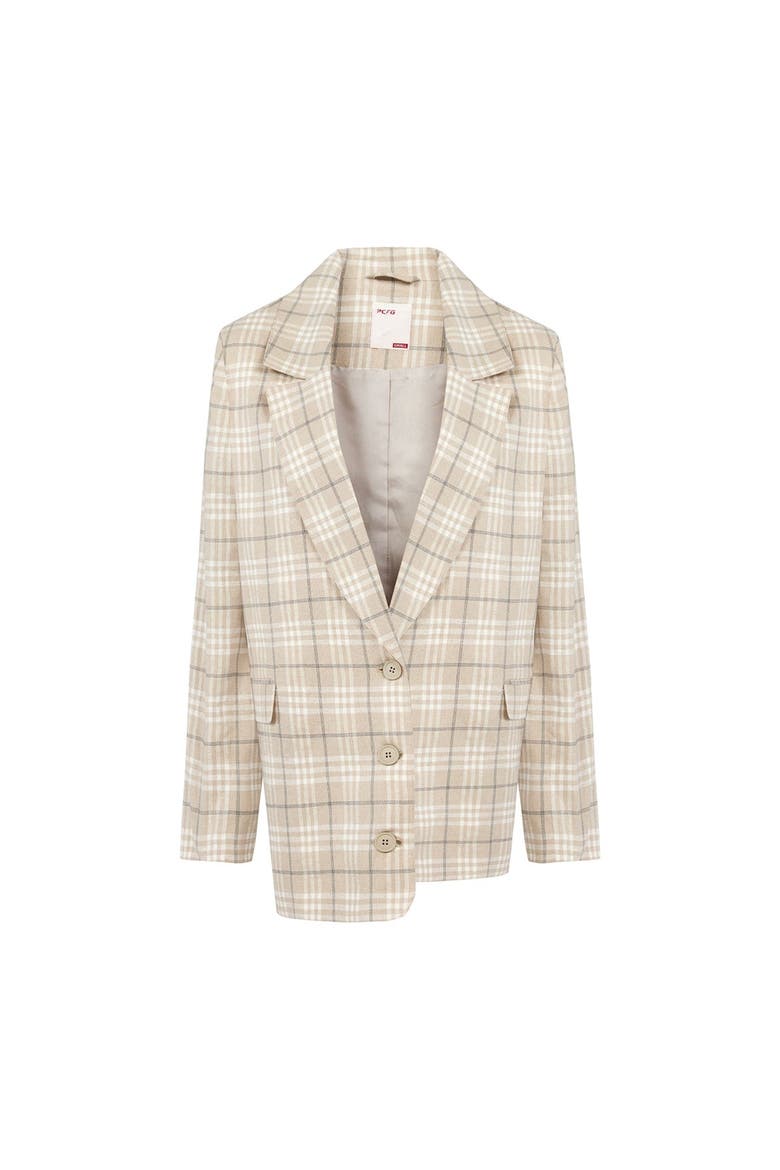 Linen Blend Free Heaven Multicolor Checked Blazer, Main, color, beige