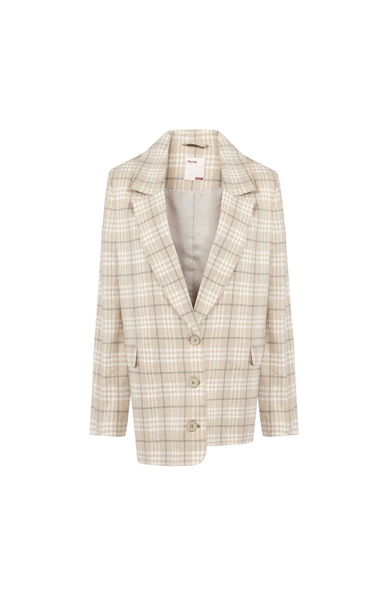 PCFG Linen Blend Free Heaven Multicolor Checked Blazer, Alternate, color, Beige