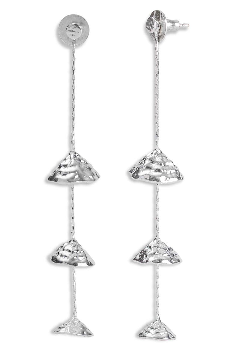 Rani Hammered Linear Drop Earrings, Alternate, color, SILVER