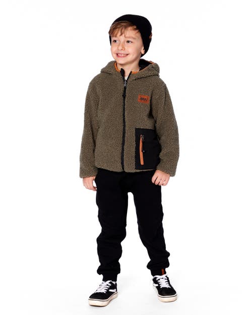 Deux Par Deux Kids Gender Inclusive Reversible Mid-season Jacket In Green