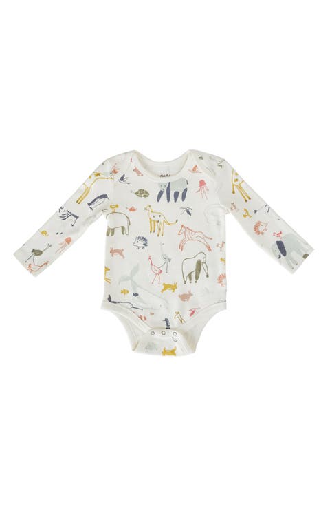 Lap Shoulder Print Long Sleeve Organic Cotton Bodysuit (Baby)