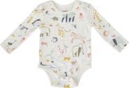 Pehr Lap Shoulder Print Long Sleeve Organic Cotton Bodysuit