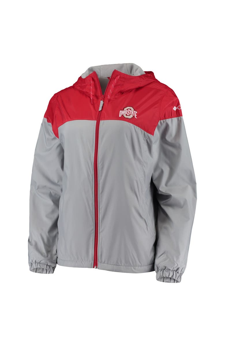 Columbia Women's Columbia Scarlet/Gray Ohio State Buckeyes Flash Forward Lined Full-Zip Windbreaker Hoodie Jacket, Alternate, color, 