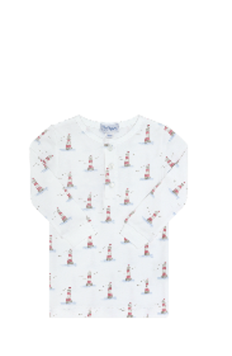 Nellapima Lighthouse Print Pajama - Baby, Alternate, color, Red