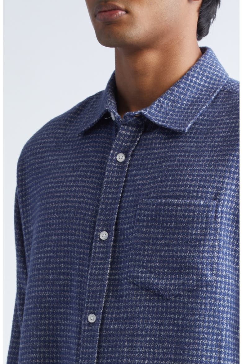 Cotton Mouliné Button-Up Shirt, Alternate, color, BLUE