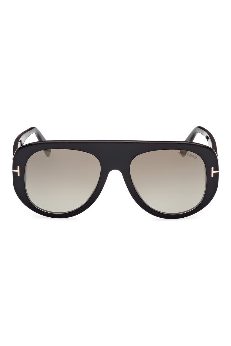 Cecil 55mm Pilot Sunglasses, Main, color, SHINY BLACK / BROWN MIRROR
