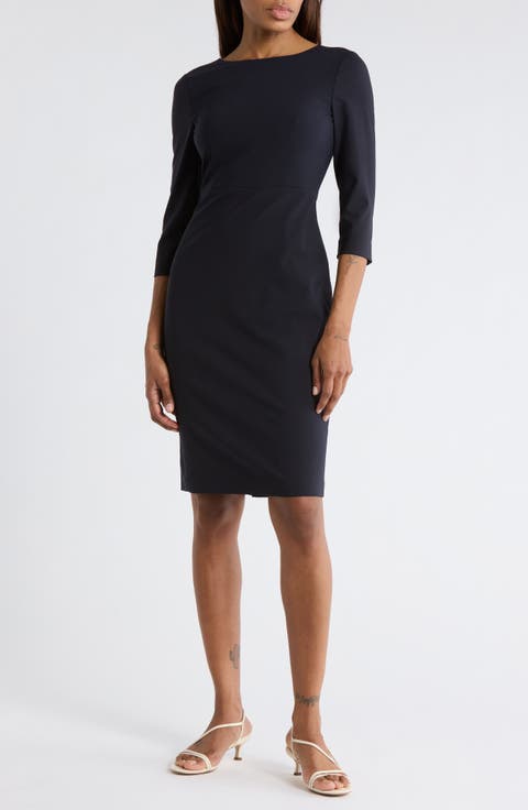Varetta Three-Quarter Sleeve Stretch Wool Dress