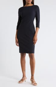 Theory Varetta Three-Quarter Sleeve Stretch Wool Dress