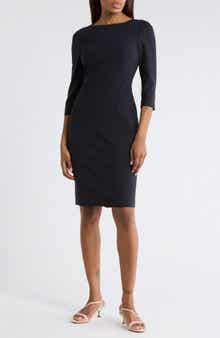 Theory Varetta Three-Quarter Sleeve Stretch Wool Dress