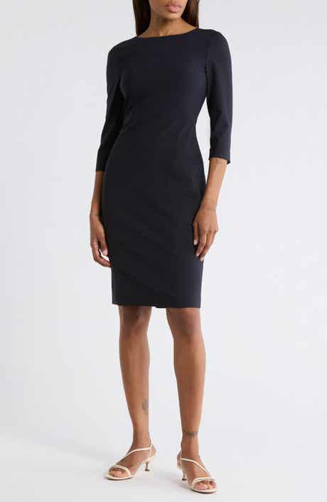 Theory Varetta Three-Quarter Sleeve Stretch Wool Dress