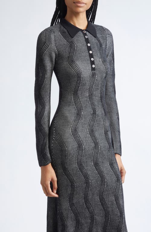 Zankov Mirabelle Long Sleeve Rib Merino Wool Maxi Sweater Dress In Gray