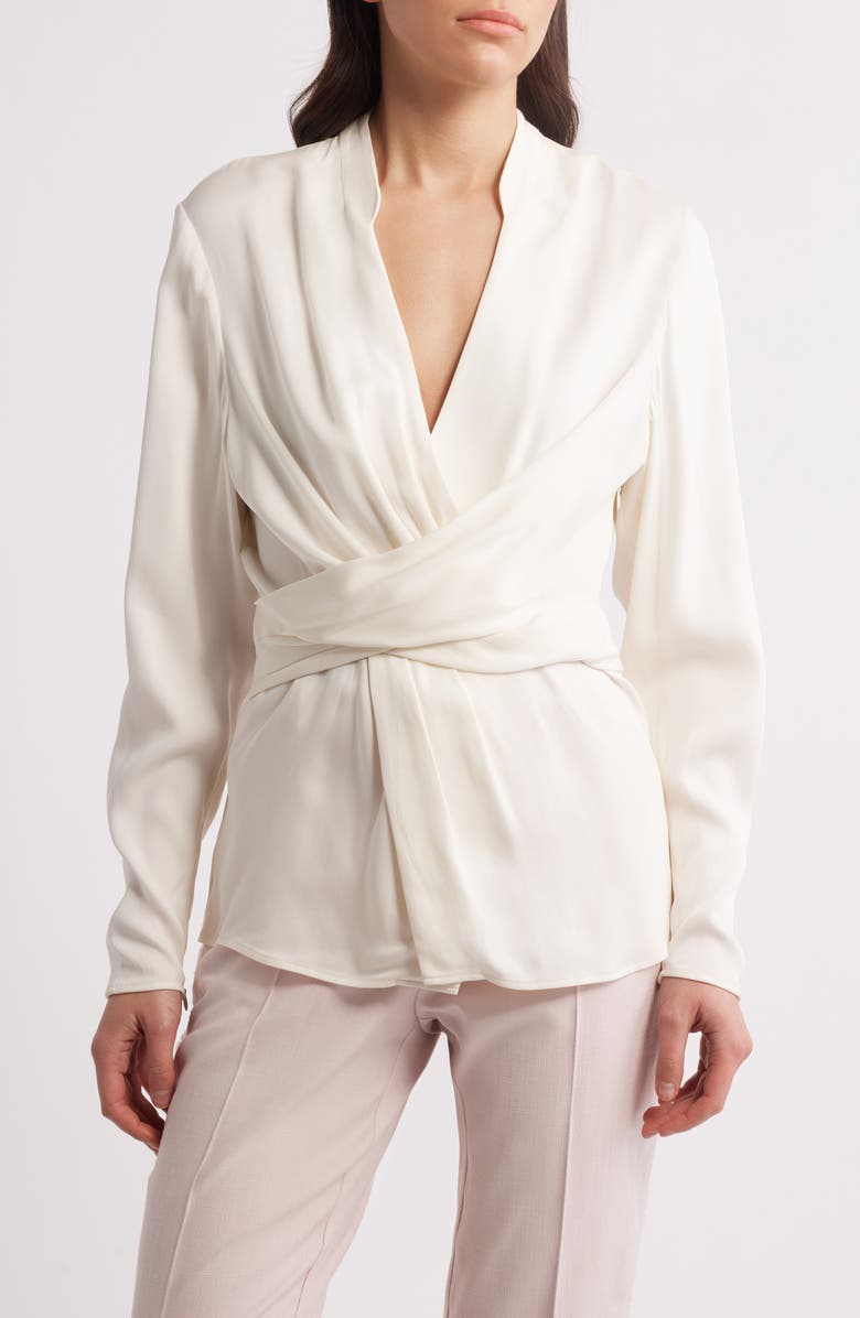 BOSS Bimkai Front Wrap Top, Main, color, Soft Cream