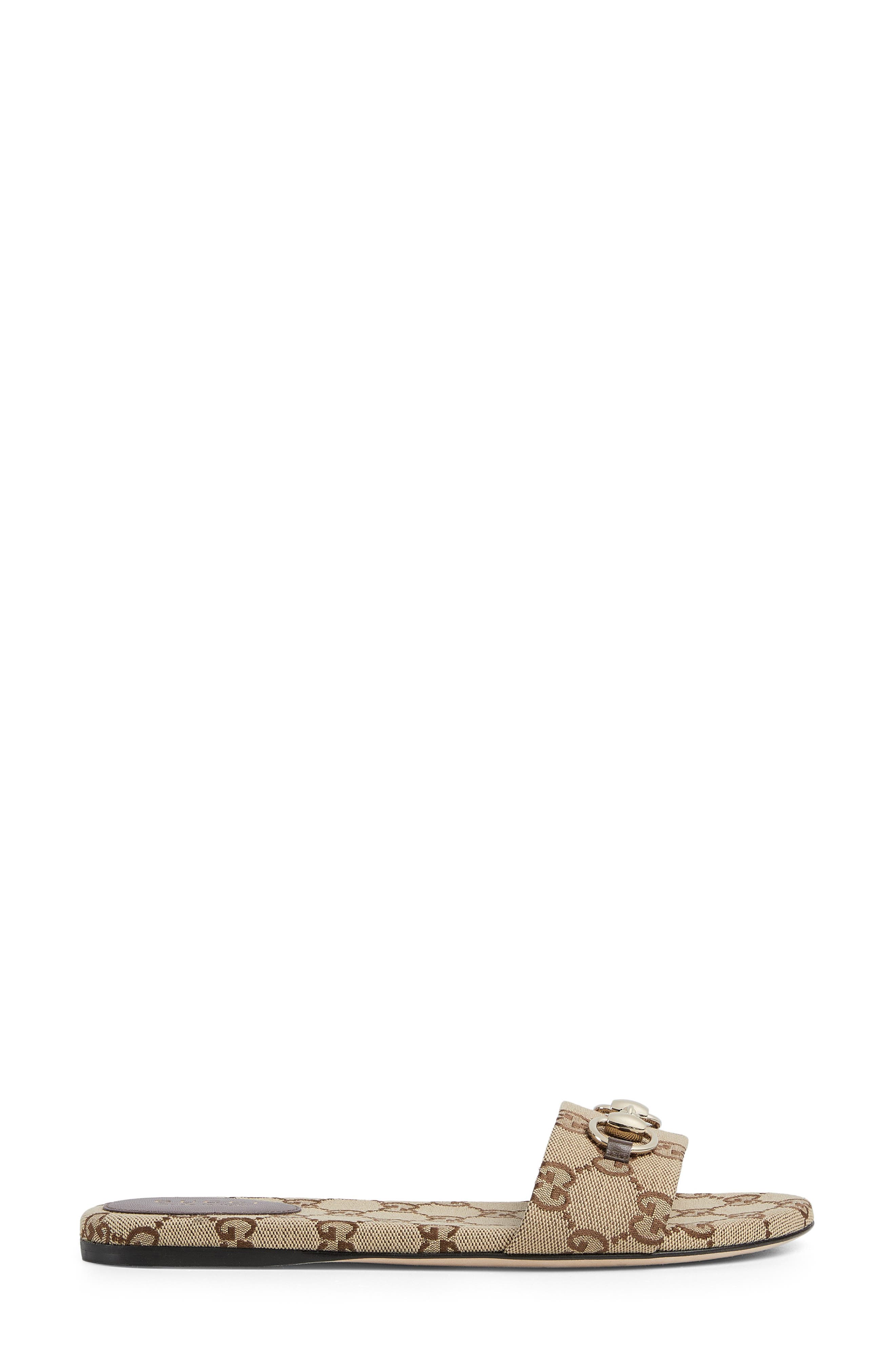 Gucci Siaga Horsebit Slide Sandal, Alternate, color, Camel Ebony/New Acer